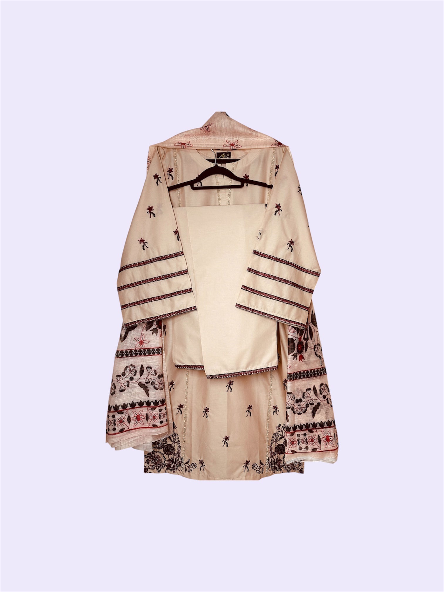 Casual Luxe Embroidered 3 Piece Suit