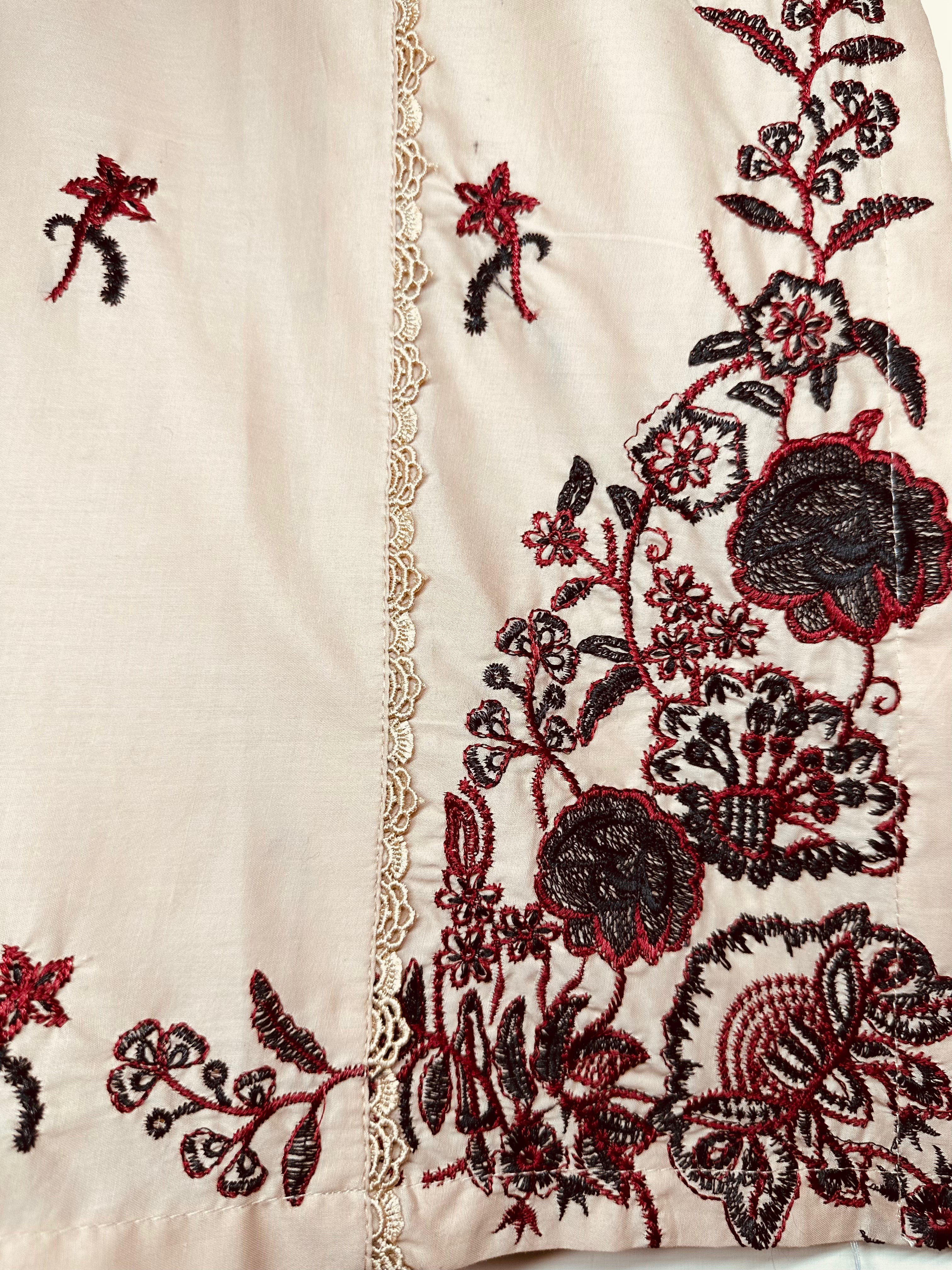 Casual Luxe Embroidered 3 Piece Suit