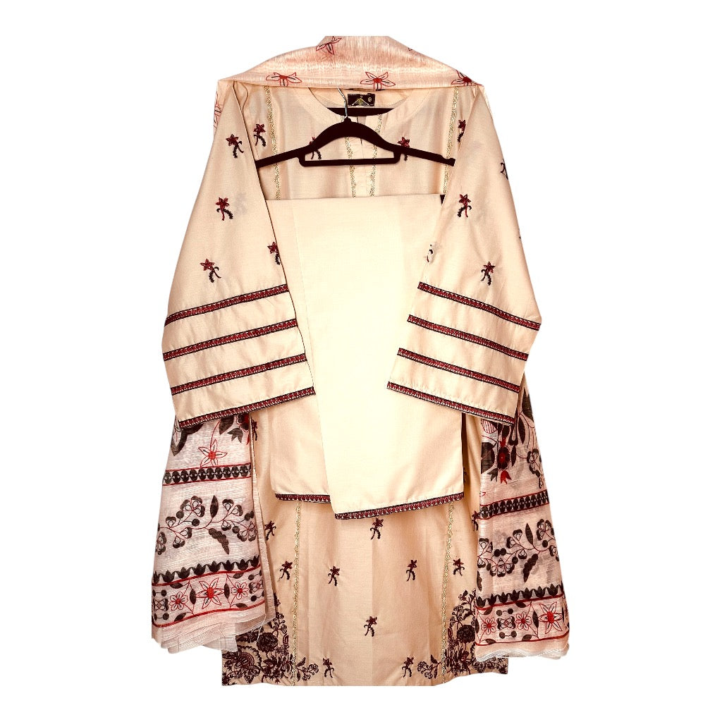 Casual Luxe Embroidered 3 Piece Suit