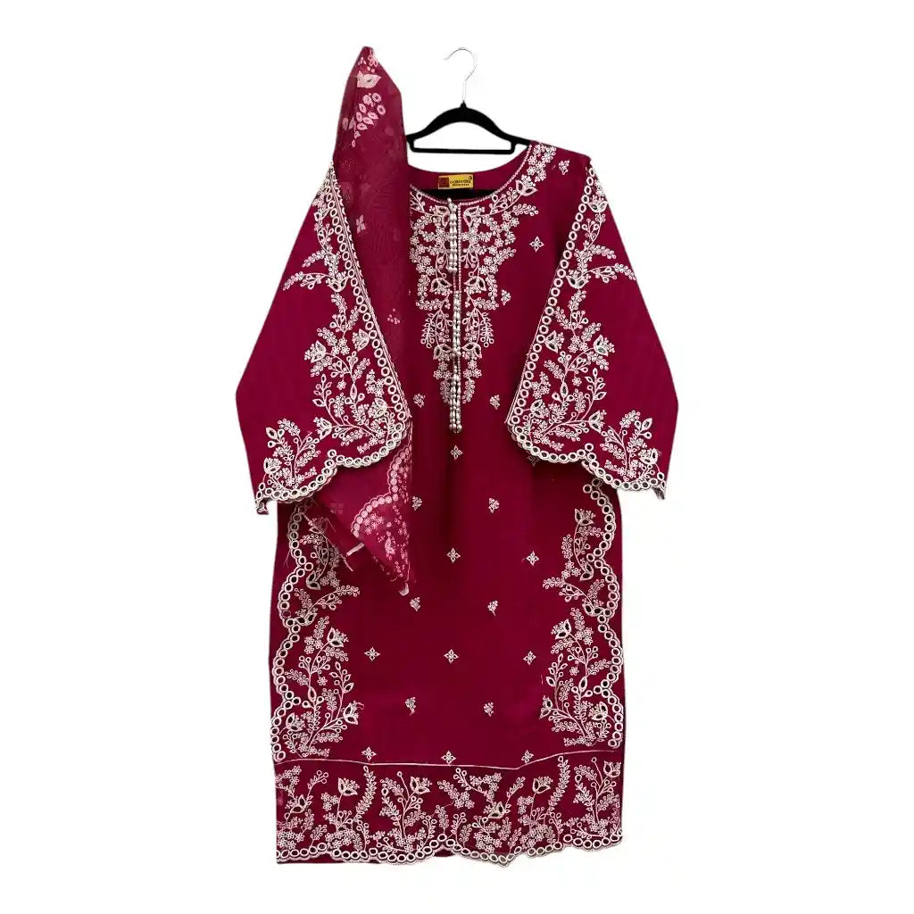 Casual Luxe Embroidered 3 Piece Suit