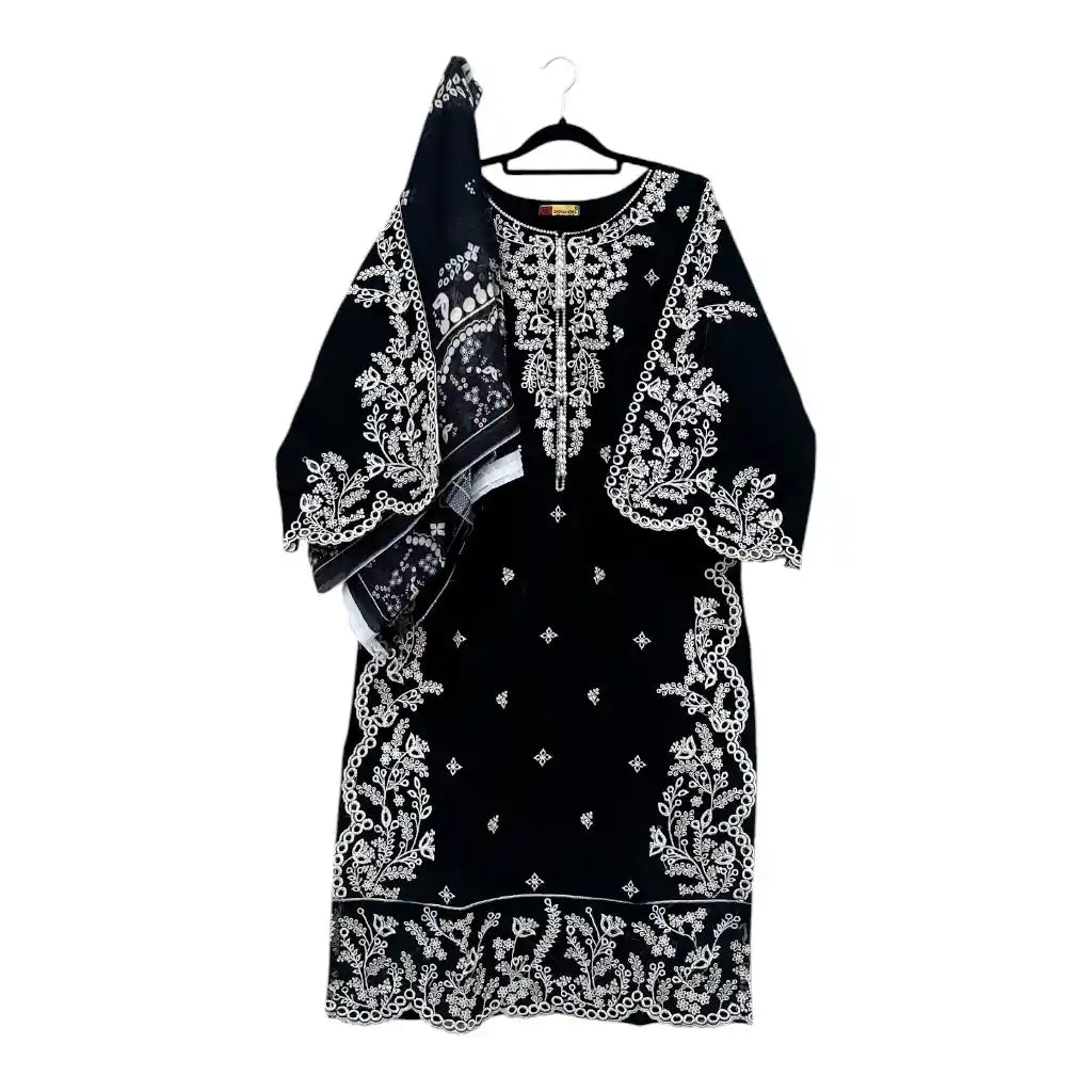 Casual Luxe Embroidered 3 Piece Suit