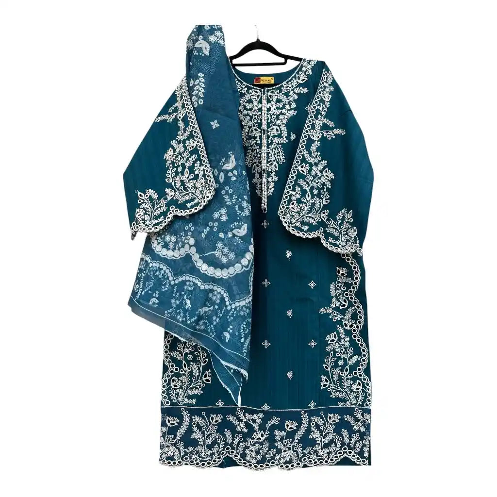 Casual Luxe Embroidered 3 Piece Suit