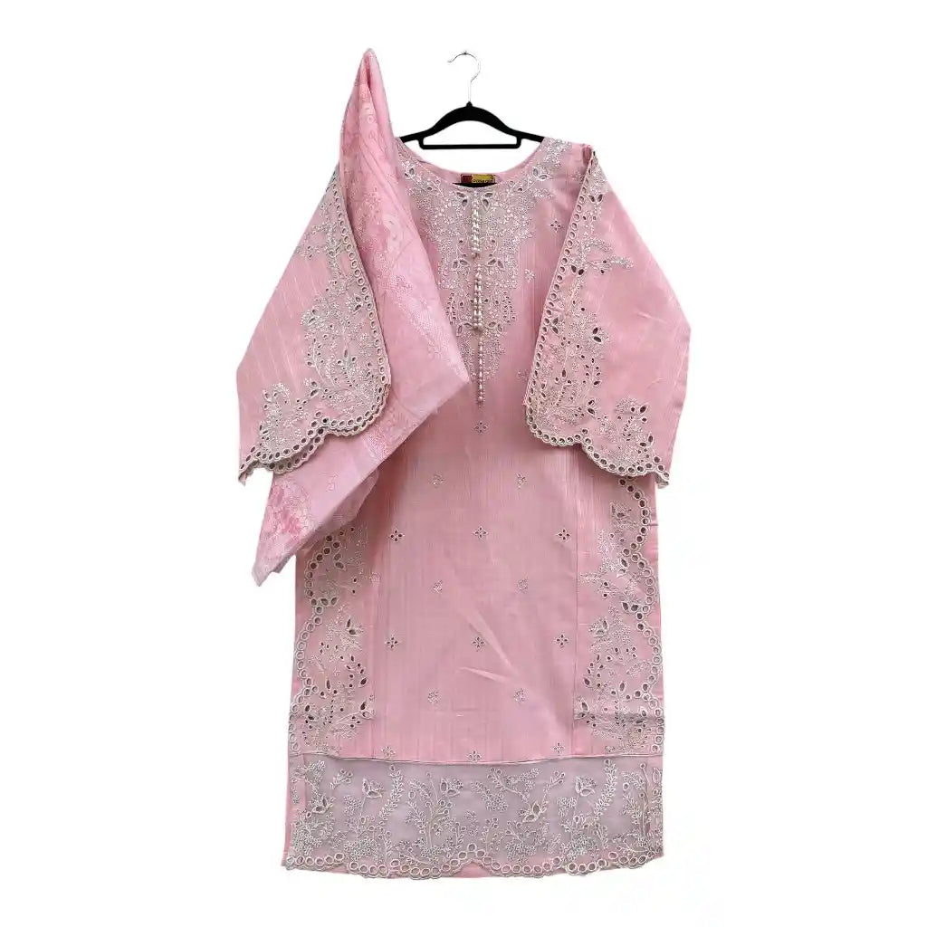 Casual Luxe Embroidered 3 Piece Suit